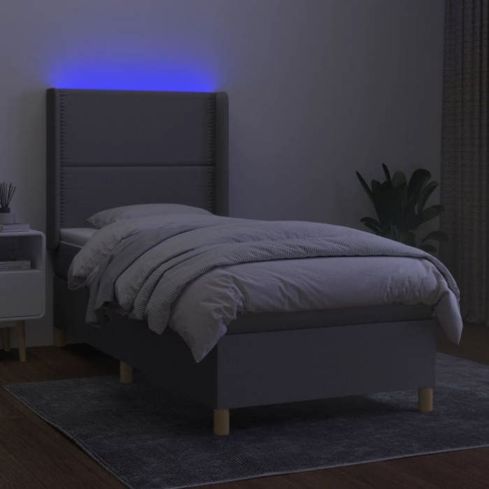 VidaXL Sommier à Lattes de Lit avec Matelas et LED, Lit Rembourré, Lit Simple, Lit Adulte de Chambre à Coucher Intérieur, 3138757