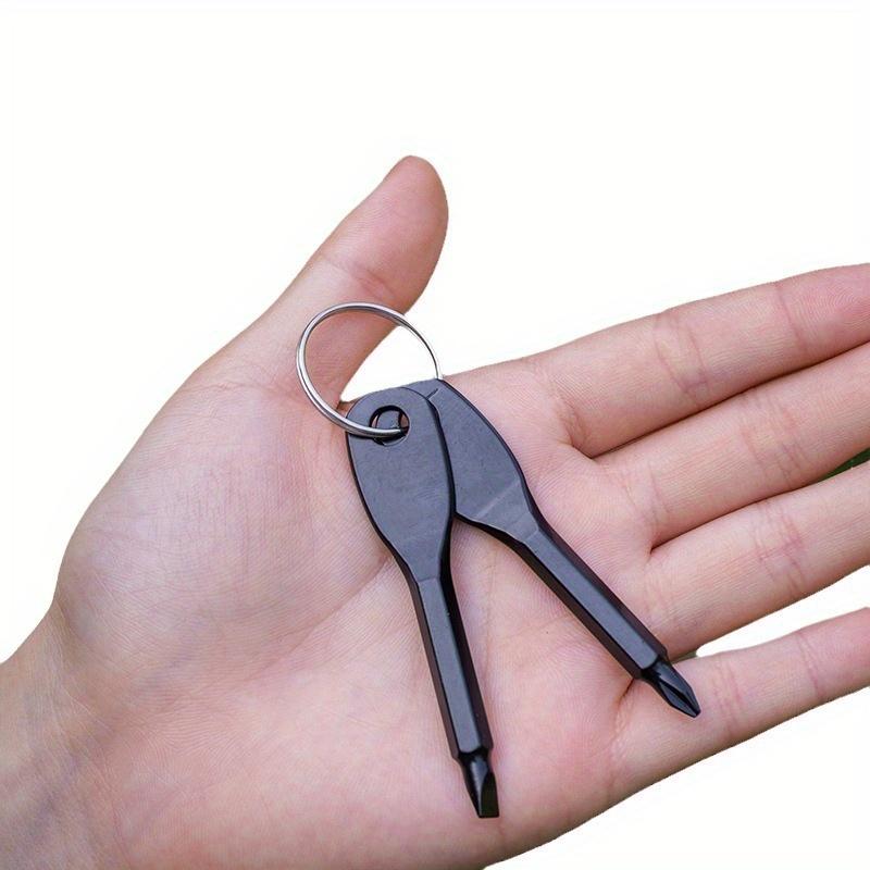 multifunctional Screwdriver Outdoor EDC Portable, Tool Flat Head Screwdriver Cross Screwdriver with Keychain, Is An Ideal Gift.
