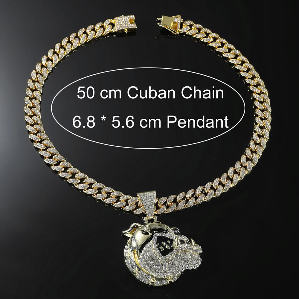 Trendige Herren Hip Hop Hund Anhänger Halskette mit 13mm kubanischer Kette Hiphop Tier Anhänger Halsketten Mode Punk Charme Schmuck Geschenke