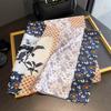 1116 Spring and Summer New Small Square Scarf Women's Light Luxury Versatile Personalized Floral Age-reducing Printing Silk Scarf Retro Splicing Scarf