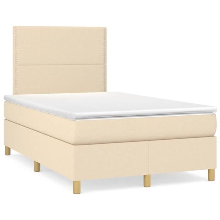 3142246 vidaXL Divan Bed with Mattress Cream 120x200 Cm Fabric