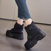 Fashion 8CM Genuine Leather Women Warm Animal Hair Chimney Hidden Heels Platform Wedge Autumn Winter Plush Booties Warm Fashion Shoes