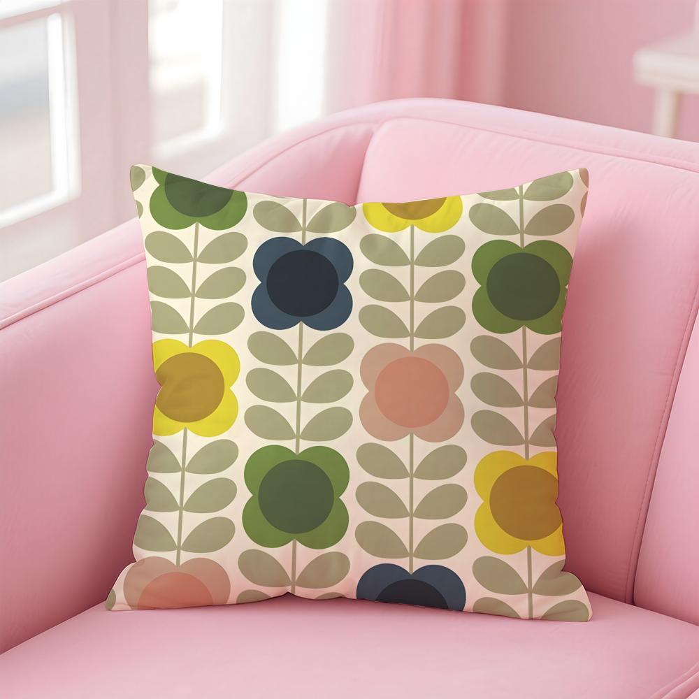 Retro Style Pattern OOrla KKiely Flower Cushion Cover Pillowcase Short Plush Invisible Zipper Room Sofa Cushion Cover