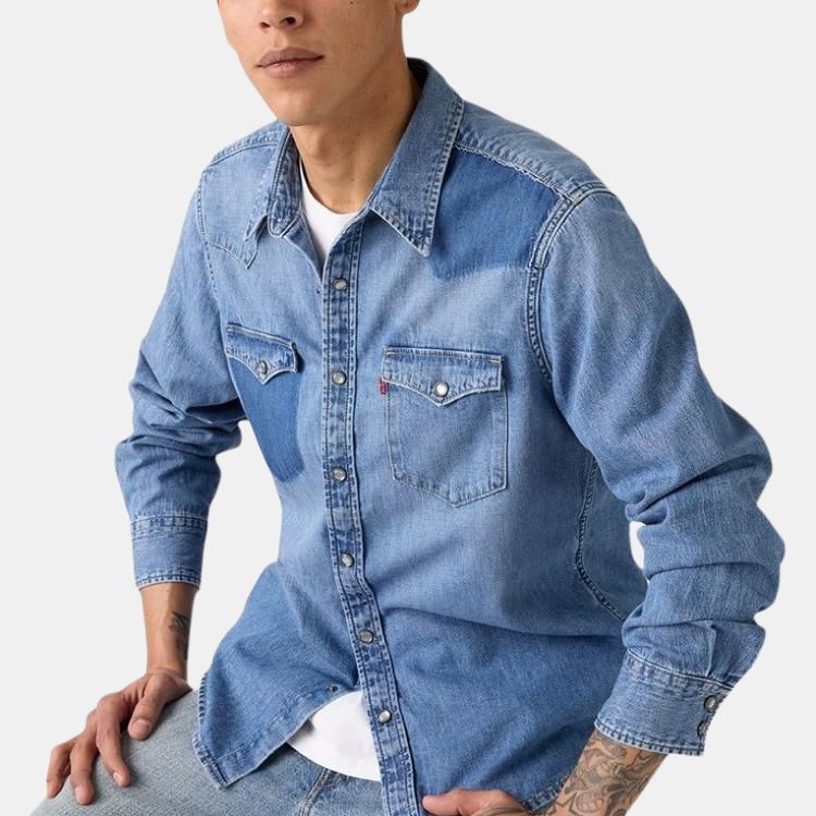 Levis American Color Block Casual Denim Shirt Men Shirts 85745-0237