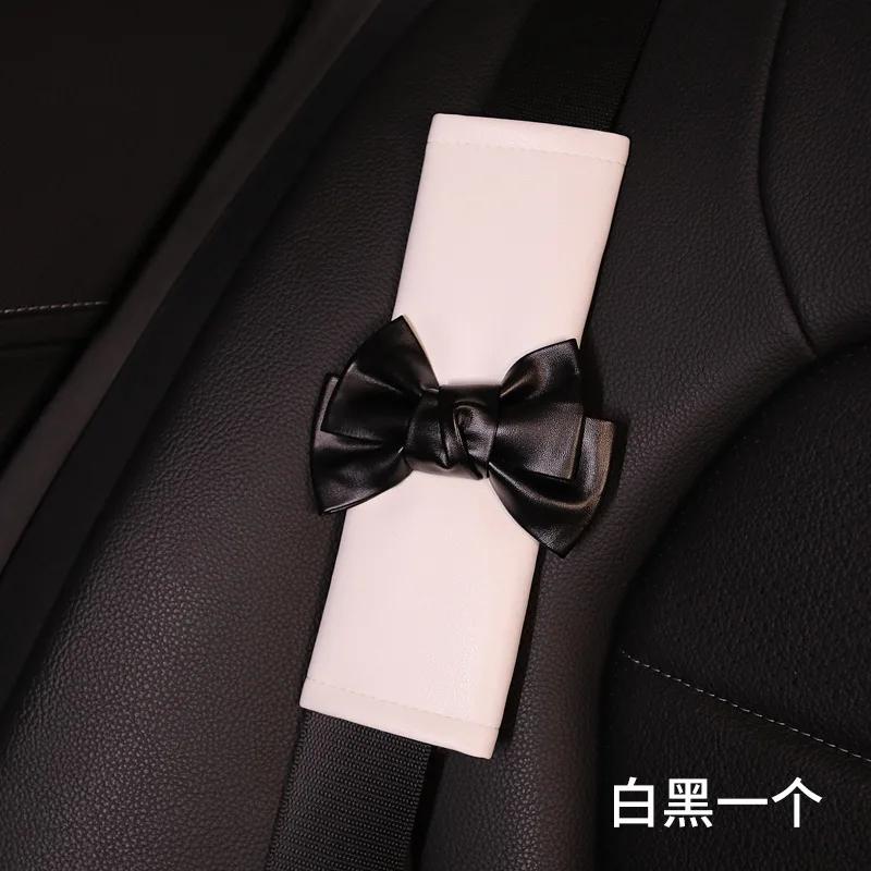 Fashion Car Seat Belt Cover Black Bow Adjustable Car Safety Belt Cover Shoulder Pad for Kids Adults Car Interior Accessories