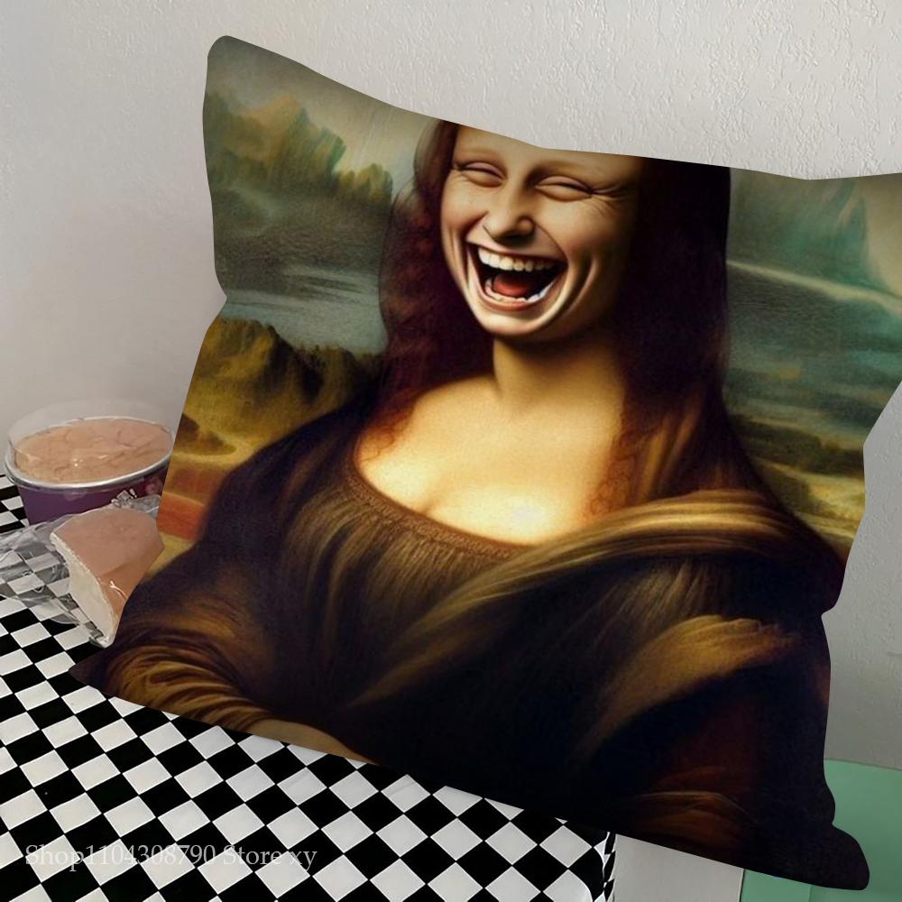 1pc Abstract Van Gogh And Friends Mona Lisa Pillow Case Square Bedroom Sofa Leisure Comfort Cushion Car Living Home Decoration