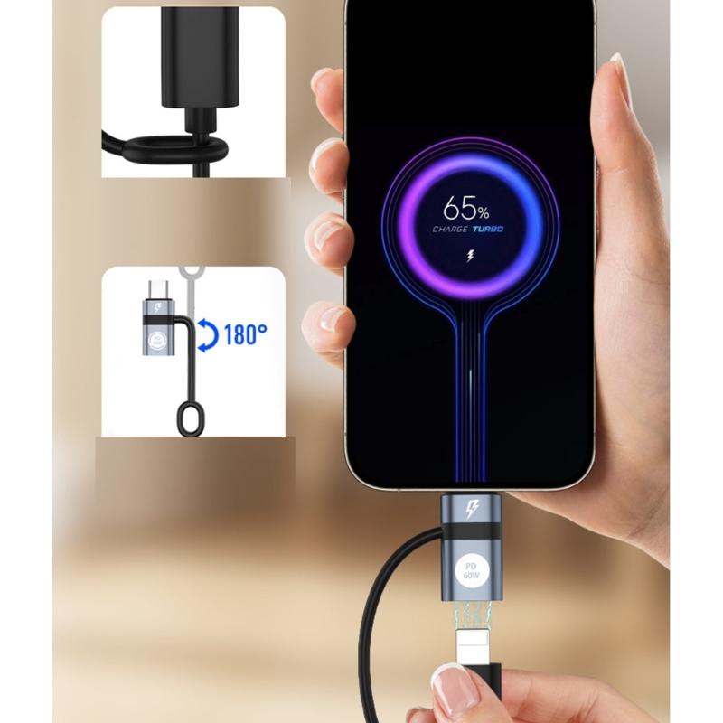 60W Power Delivery Fast Charging Type C Converter Adapter With Intelligent Chip Suitable For Phone Tablet Laptop Devices