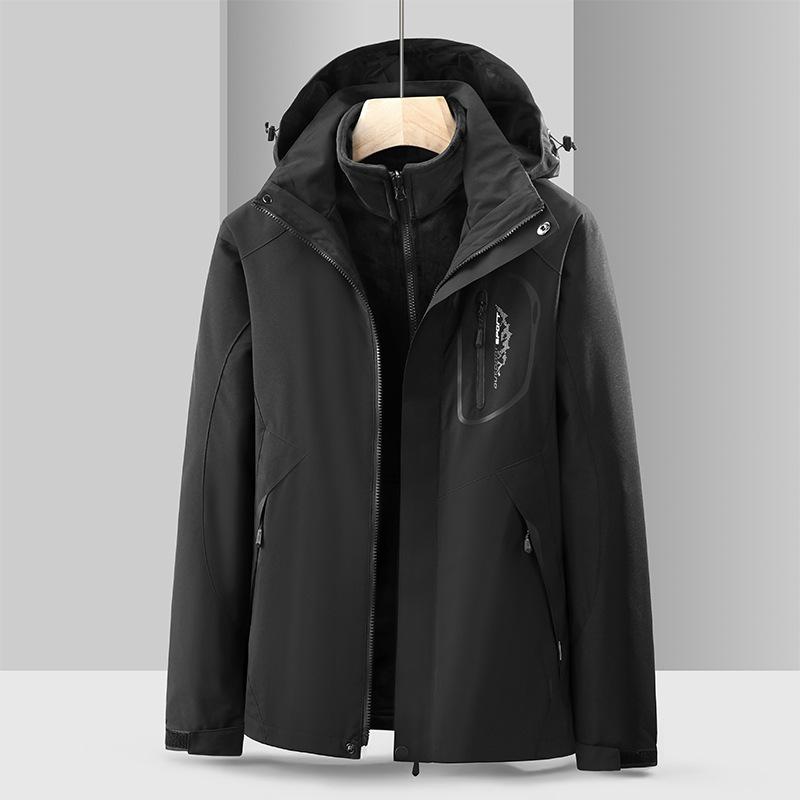 Autumn and Winter Three-in-one Two-piece Set, Windproof and Waterproof Outdoor Jacket, Women's Fleece Jacket, Thickened with Velvet