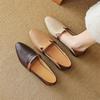 French Color Matching Soft Leather Low-heeled Single Shoes Women's 2025 Summer New Non-slip Light-mouth Hole Shoes One-pedal Small Leather Shoes