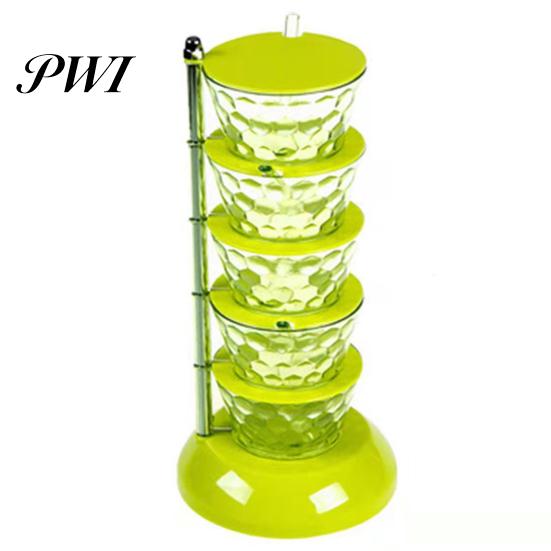 Spice Container Seasoning Box Multiple Layers Good Sealing Large Capacity Sugar Salt Transparent Rotatable Vertical Jar Kitchen Accessories