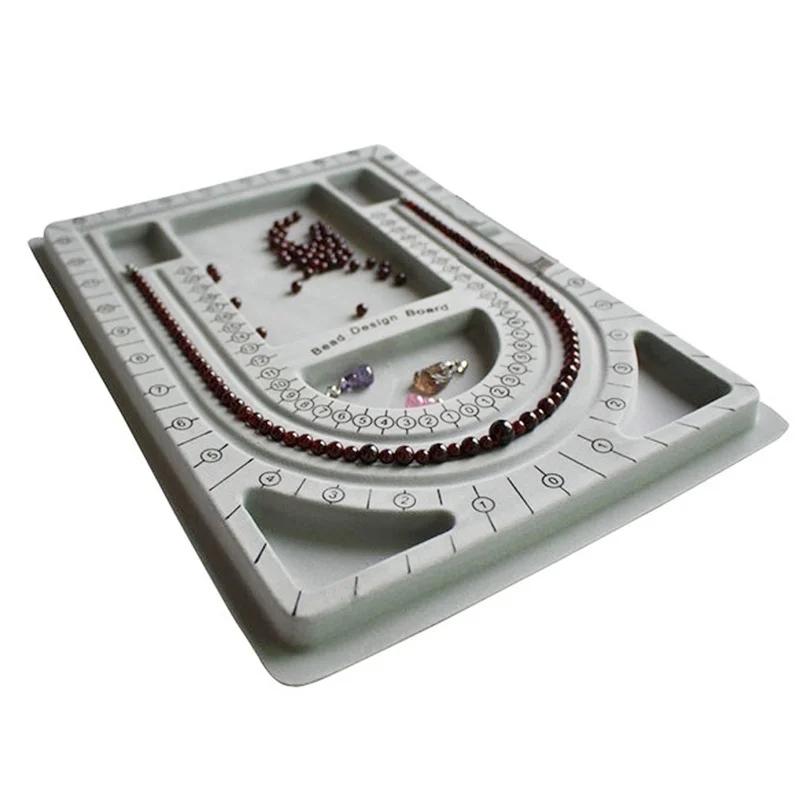 Flocked Bead Design Board, Jewelry Making Measuring Tray for Bracelet Necklace DIY Craft