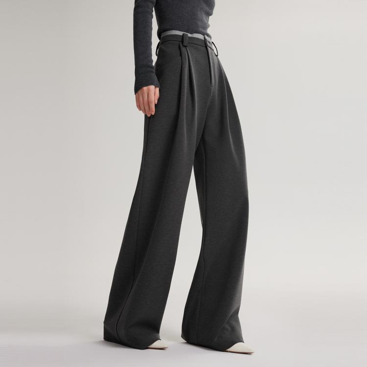 ELLE French Style Loose Versatile Comfortable Slimming Draped Wide Leg Straight Pants Women Pants EK49464