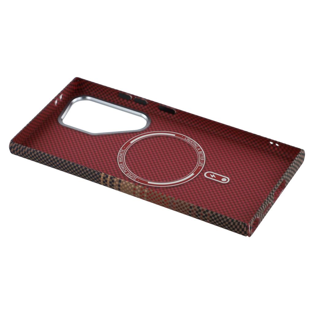 Dla Samsung Galaxy S24 Ultra Magnetyczne Etui Tekstura Włókna Węglowego Wodoodporne PC Pokrowiec na Telefon