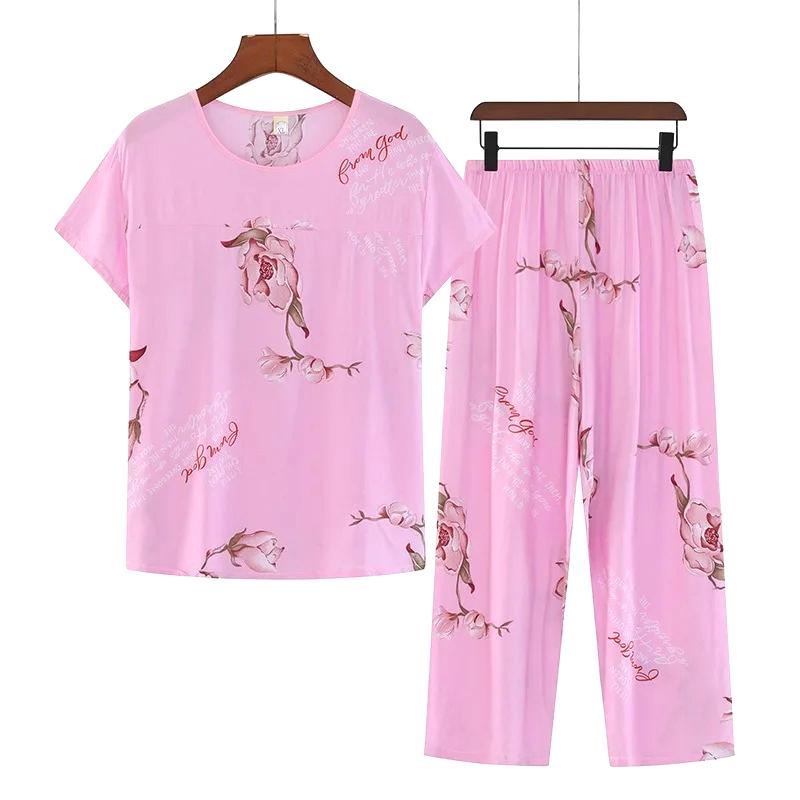 Cotton Pajamas Women's Thin Short Sleeve Set Plus Size Women's Loungewear Can Be Breathable and Antibacterial Sleepwear