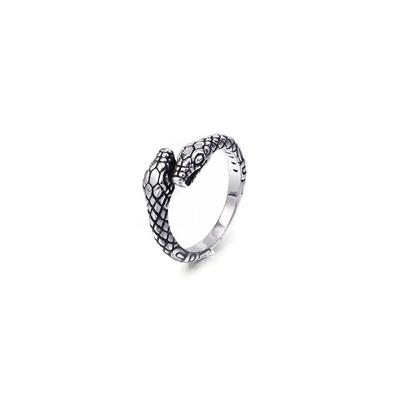 Punk Double Snake Ring For Men Size 6-12 Stainless Steel Gothic Reptile Unisex Finger Bague Jewelry