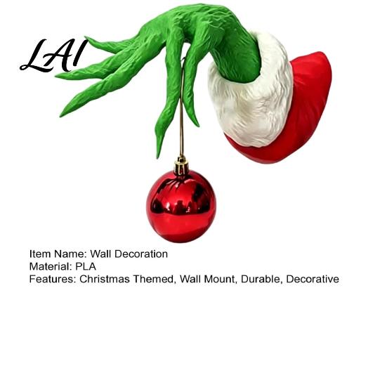 Atmosfera Festiva Natalizia Decorazioni Elfo Mano Albero con Palline Rosse Appese Scultura in Resina Verde Decorazione Natalizia Supporto Divertente per