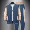 Men's Spring and Autumn Baseball Uniform Casual All-match Men's Cardigan Jacket Color Matching Sports Trousers Suit