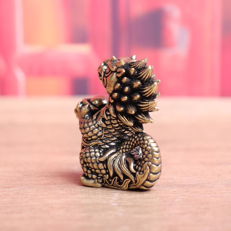 1Pc Antique Dragon Statue Ornament Moveable Body Joints Exhibition Hall Decor Zodiac Animal Brass Crafts Collection