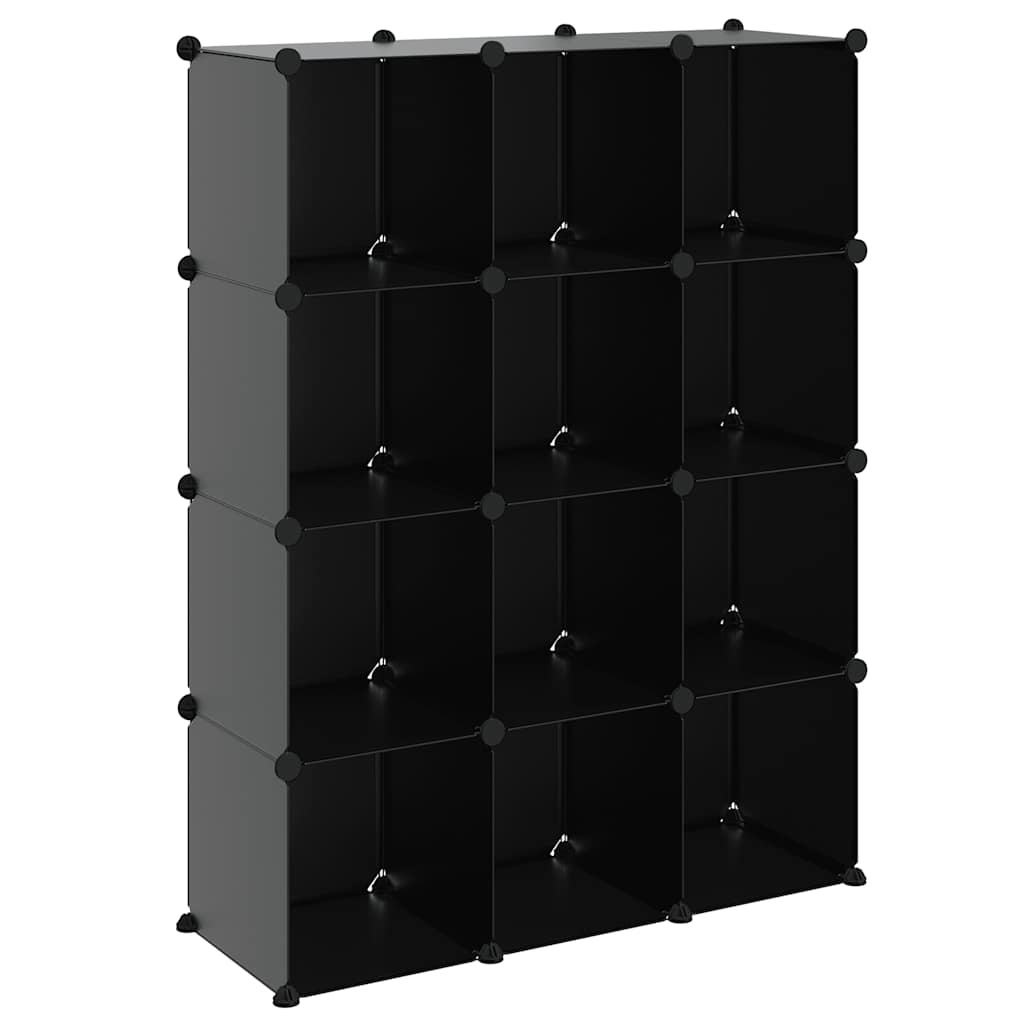 vidaXL Regalsystem mit 12 Würfeln Schwarz PP