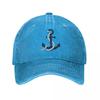 Marineblau Anker Unisex Damen Baseballkappen Kapitän Seemann Used Washed Kappen Hut Lässig Outdoor-Aktivitäten Snapback Kappe