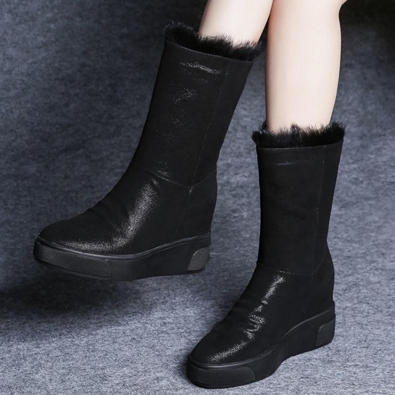 Fashion Round Toe Platform Fleece-lined Half High Women's Snow Boots Hot Winter 2025 Novelty New in Comfortable and Elegant Ladies Shoes