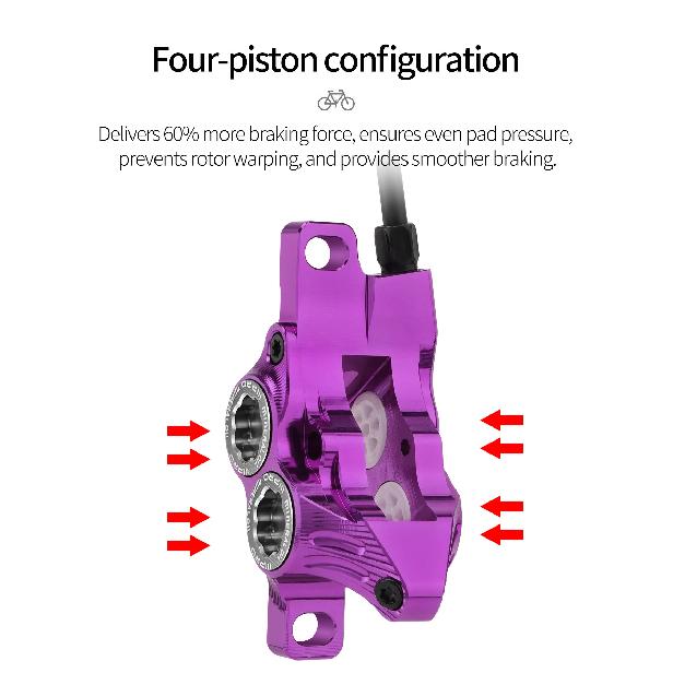 IIIPRO C5X4 Ultralight 4 Piston Bicycle Hydraulic Brake 850/1550mm MTB Brake Cooling Oil Pressure AM DH Road Bike Disc Brake