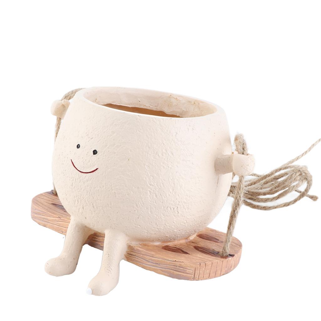 Swing Face Planter Resin Wall Hanging Head Planter Smiling Face Succulent Flower Pot for Indoor Outdoor Decoration