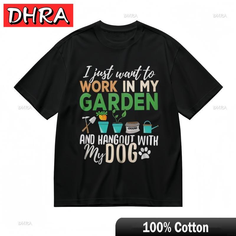 Womens Slight Stretch Breathable Classic TShirt Garden and Dog Graphic Tee Urban TShirts Singaporean for Weekend Wear Unisex