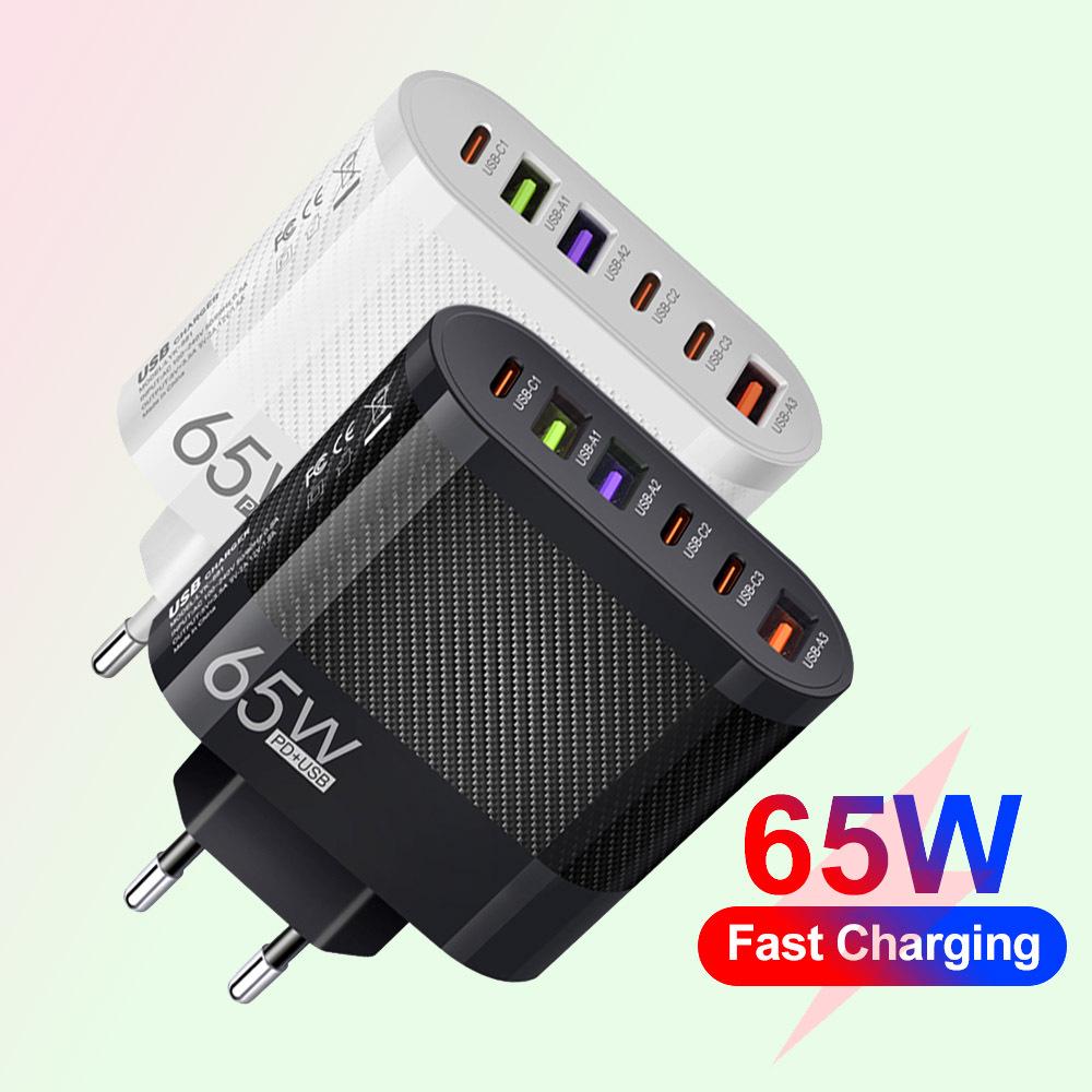 3.1A Multi-Port Charger with 3 Type-C & 3 USB Ports - EU/US/UK Plug Compatible