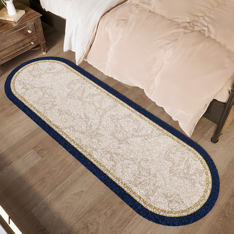 Ovaler Kamelien-Imitationskaschmir-Teppich Kleiner Duft Mädchen Schlafzimmer Dekoration Bettdecke Zuhause Langer Streifen Bodenteppich