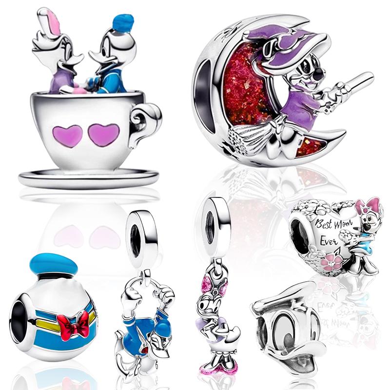 Daisy Duck&Donald Duck Charm Bead Component Bead Components Dangle Authentic Original Compatible With Snake Copper Metal Bracelet High Quality Fine