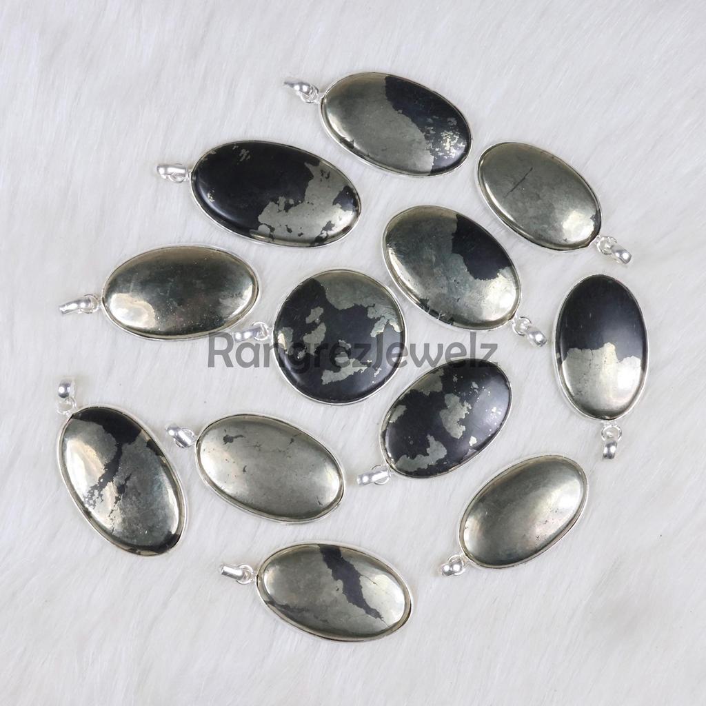 Pyrite Pendant Sterling Silver Pedant Pyrite Cabochon Pendant Oval Pyrite Gemstone Pendant Bezel Pendant Necklace Girls Pendant Silver Jewelry
