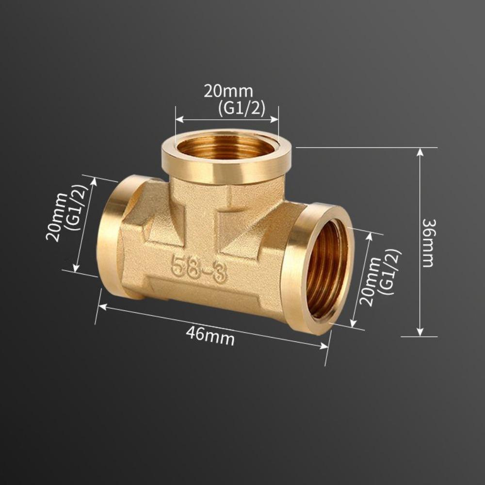 New 1/2 BSP Pneumatic Plumbing Connector Tee Type Male/Female Thread Brass Pipe Fitting Copper Fittings