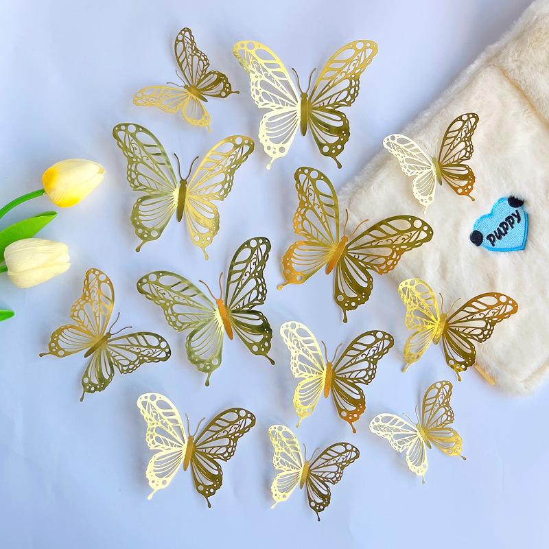 12pcs 3D Butterfly Wall Decor 3 Sizes, Butterfly Decorations for Butterfly Birthday Party Cake Room Decorations
