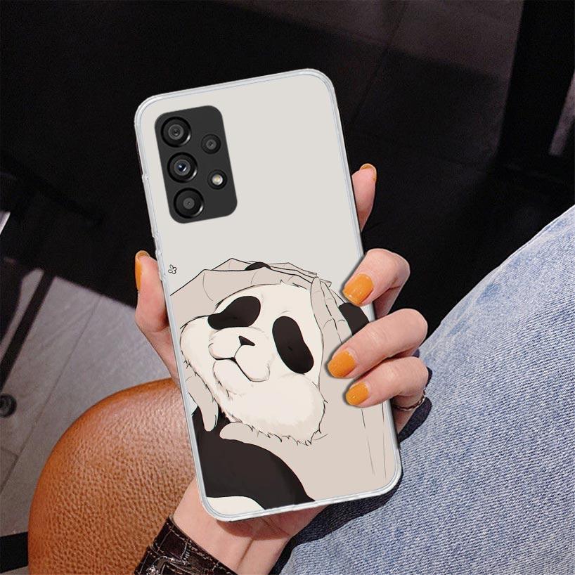 Cartoon Cute Panda Bear Phnoe Case for Samsung Galaxy A17 A37 A57 A16 A26 A36 A56 A15 A14 A13 A55 A54 A53 A35 A34 A33 A25 A24 A2