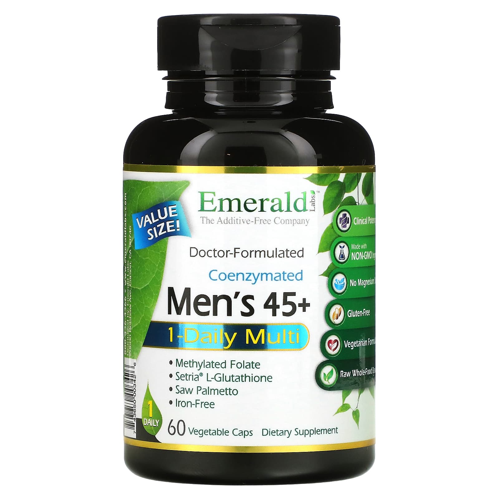 

Emerald Laboratories, Coenzymated Men s One-Daily Multi for Men over 45, 60 Veggie Capsules