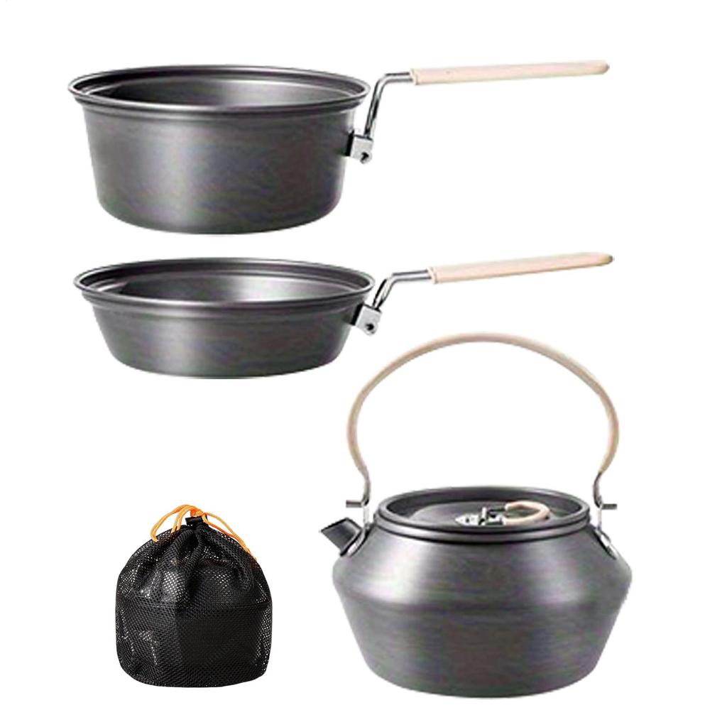 Backpacking Cooking Set Camping Frying Pan Teapot Kitchen Supplies Cookware for Frying Stewing BBQ Outdoor Hiking