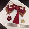 Used Tsumami-zaiku Hair Ornament Ribbon with Tassel Coming of Age Ceremony Graduation Ceremony Japanese Style Red Platinum