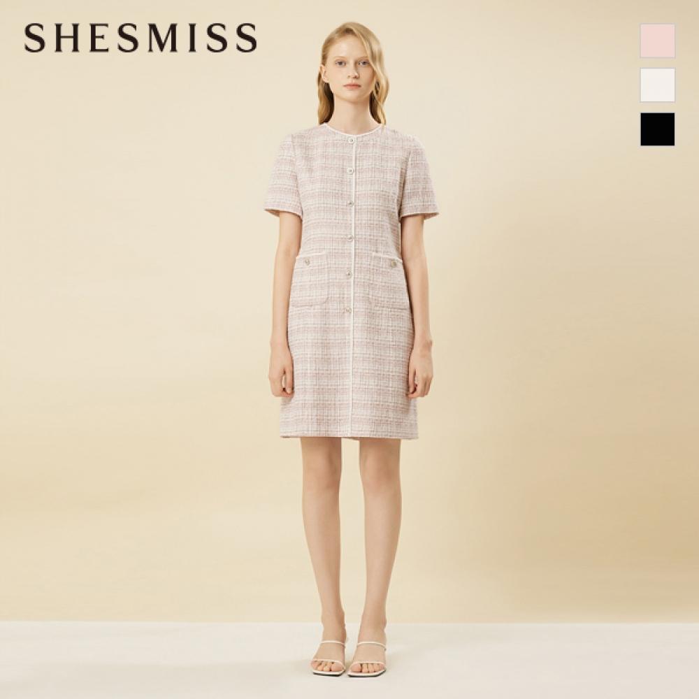

She S miSS Tweed Short Sleeve dreSS Swwopn21010 Ivory/55