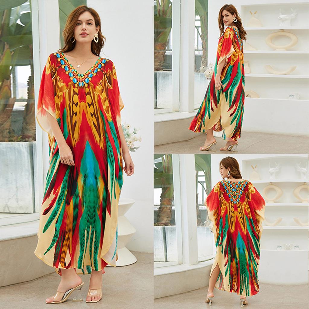 Loose-fitting Large-sized Long Robe, Beach Blouse, Vacation One-piece Long Dress, Sun-protective Blouse For Women