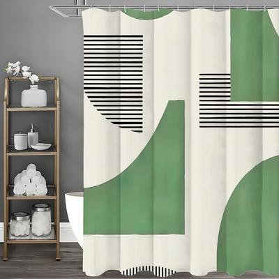 Irregular Geometric Line Modern Simple Shower Curtain, Bathroom Decorative Shower Curtain, Waterproof Shower Curtain with Hooks
