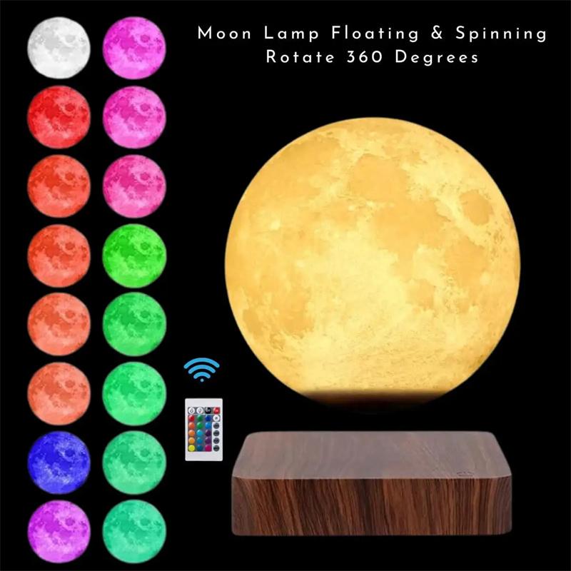 Magnetic Levitating Moon Lamp with Remote Control Levit Floating 16-Color Moon LED Smart Desk Lamp Office Home Decor