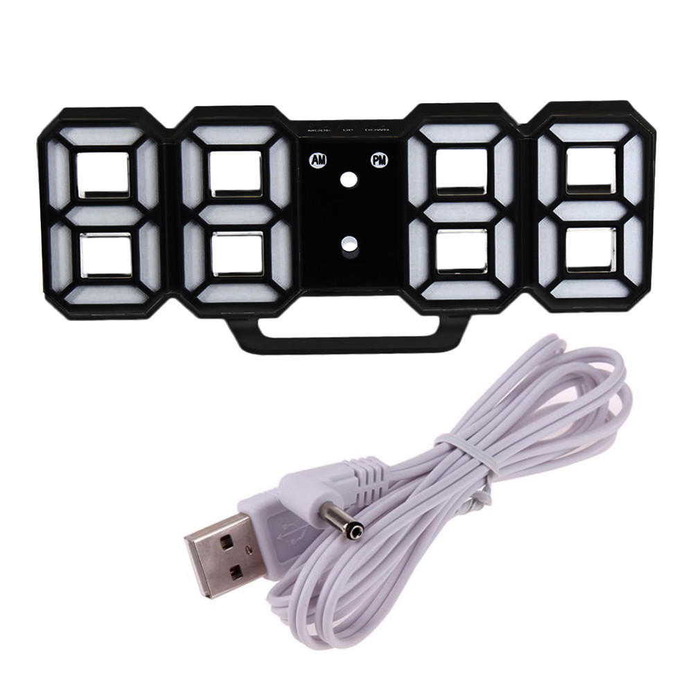 Modern Digital LED Table Desk Night Wall Clock Alarm Watch 24 or 12 Hour Display