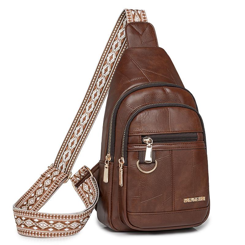 

Маленькие сумки-слинги для женщин, сумки через плечо, модный дорожный рюкзак из искусственной кожи, женская поясная сумка на груди с регулируемым ремнем для гитары коричневый