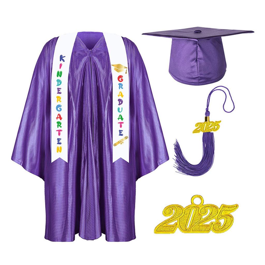 Kindergarten Graduation Cap With Tassel & Printed Gown. Perfect For Memorable Pos And Ceremonies