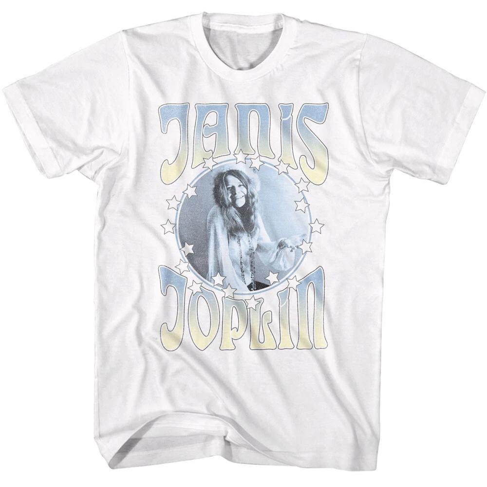 Janis Joplin Pastel Colors Circle & Stars Men's T Shirt Rock & Soul Music Merch