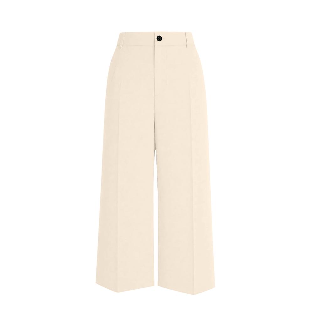 High Waist Slim Fit Women Casual Pants Stretchy Ankle Length Trousers Office Workwear Bottoms with Button and Zip Closure