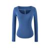 Spicy Girl Diamond Buckle Hollow U-Neck Plus Velvet Long-Sleeved Slim-Fit Top for Women - Stylish for Spring, Autumn & Winter