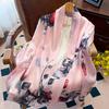 Luxury Brand 100% Real Silk Scarf Women Designer Shawls and Wraps Elegant Floral Print Pashmina Soft Long Scarves Femme Hijab