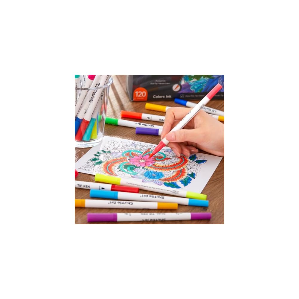 Shuttle Art Brush Pen Watercolor Brush 120 Color Set Markers Watercolor Twin Markers Water-based